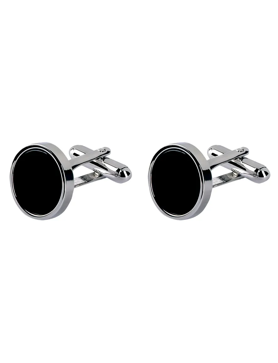 Profuomo manchetknopen rond zwarte onyx