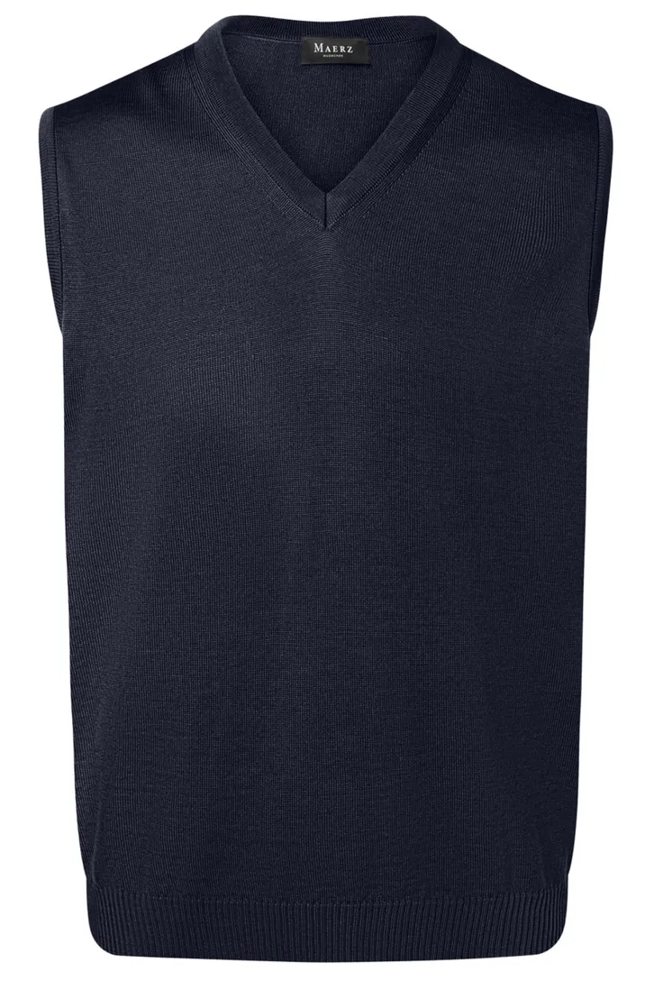 Maerz slipover navy merinowol v-hals
