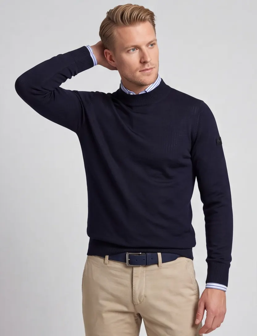 Maerz turtle neck navy merinowol