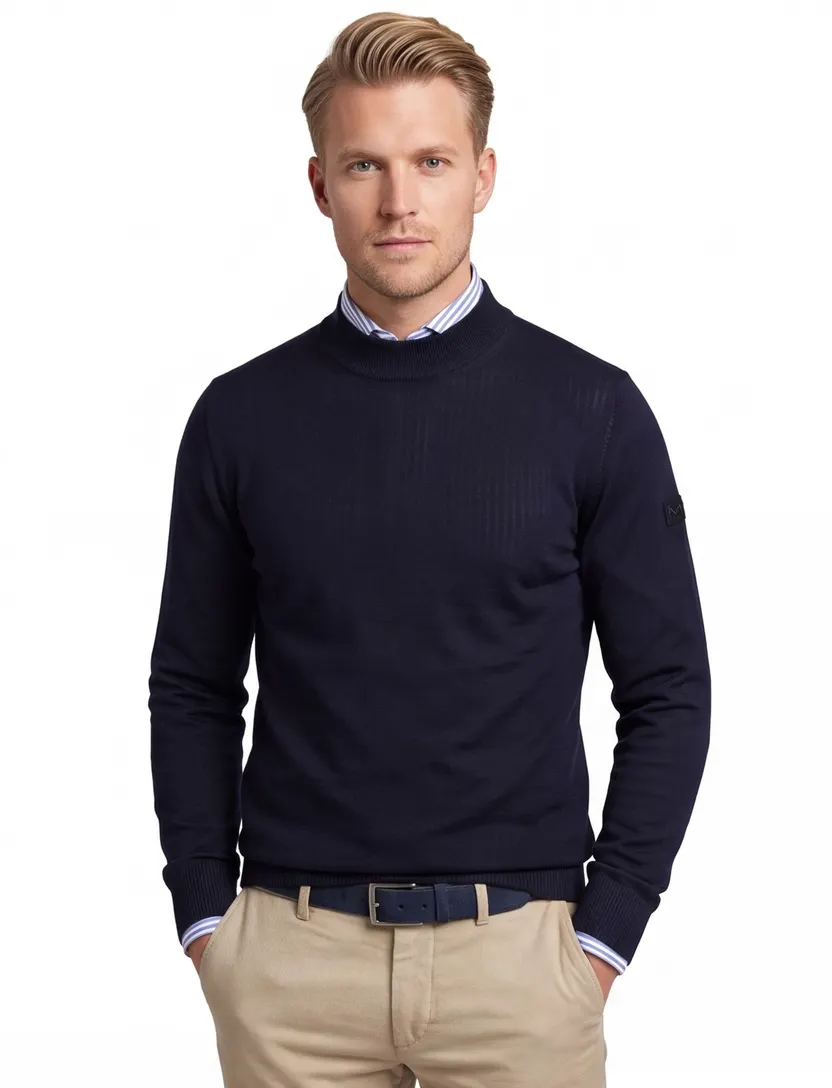 Maerz turtle neck navy merinowol
