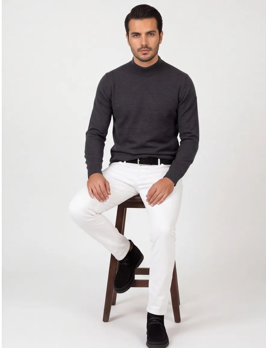 Maerz trui turtle neck antraciet merinowol