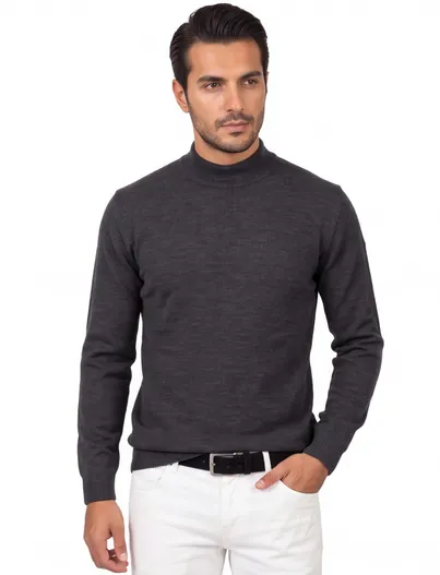 Maerz Maerz trui turtle neck antraciet merinowol