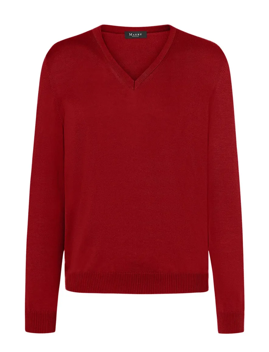Maerz pullover rood merinowol v-hals