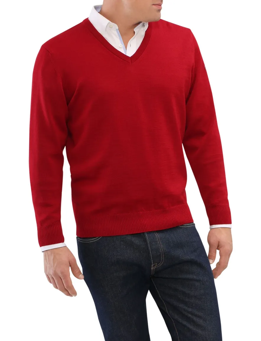 Maerz pullover rood merinowol v-hals