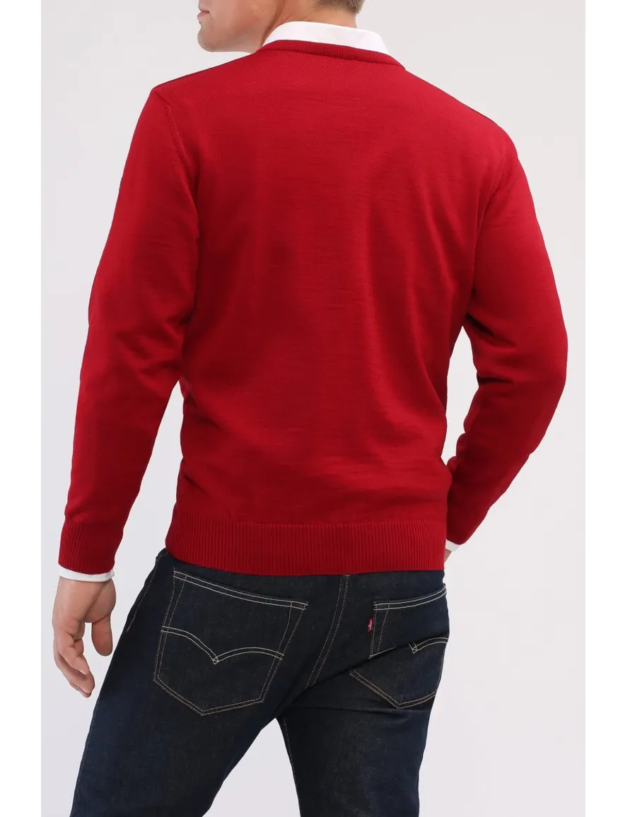 Maerz pullover rood merinowol v-hals