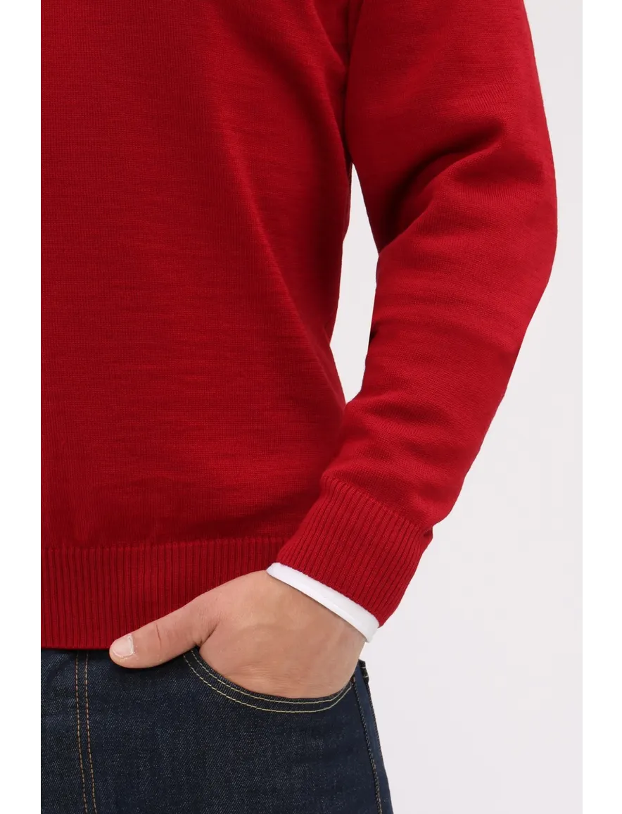 Maerz pullover rood merinowol v-hals