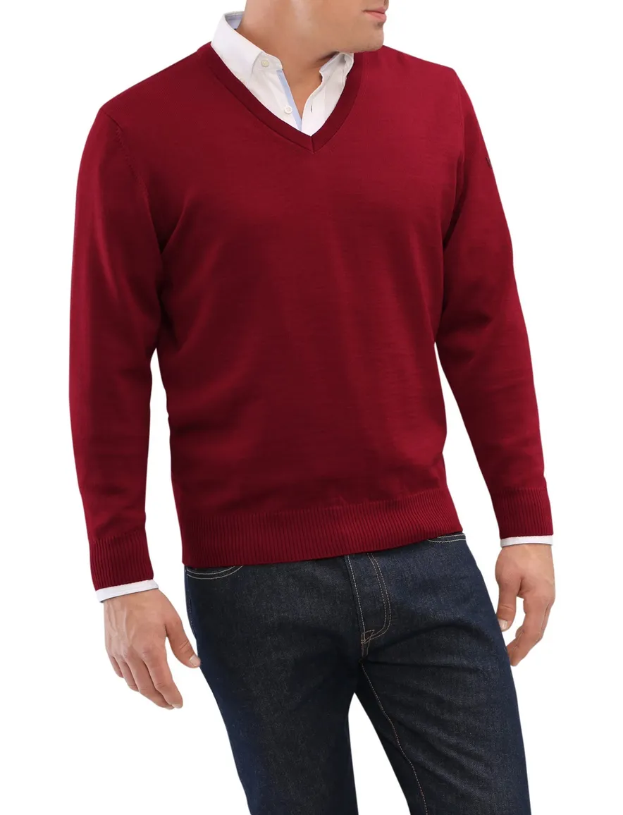 Maerz herentrui v-hals bordeaux merinowol