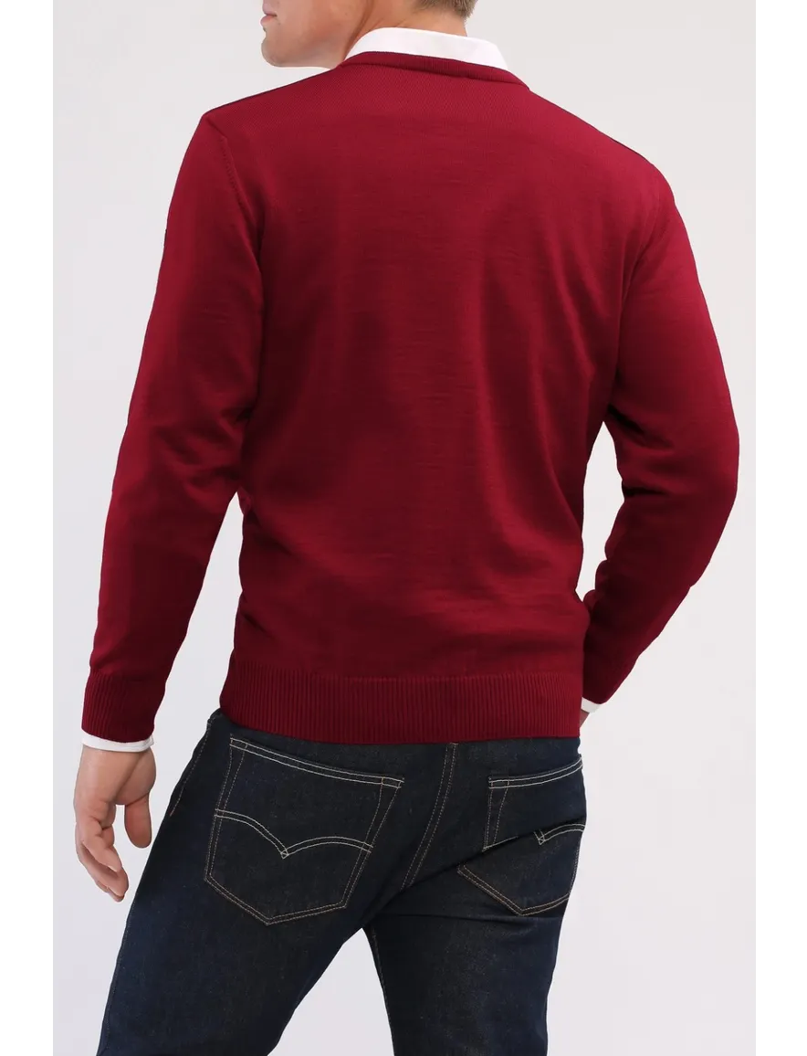Maerz herentrui v-hals bordeaux merinowol