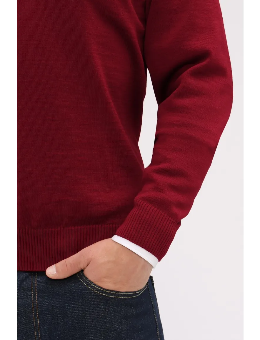 Maerz herentrui v-hals bordeaux merinowol