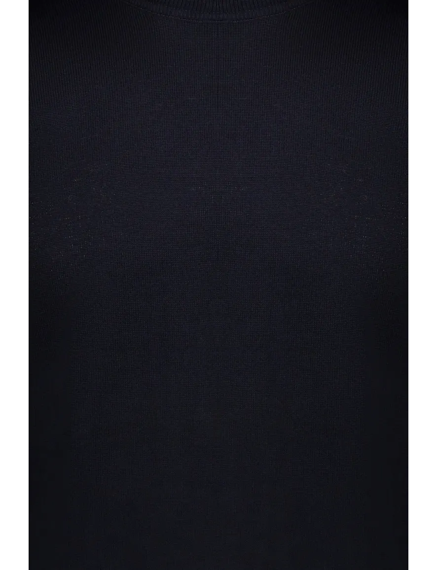 Maerz trui ronde hals donkerblauw merinowol