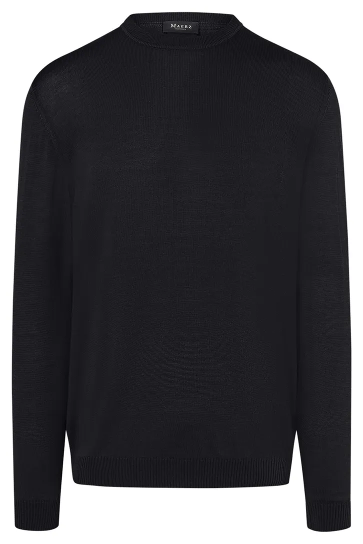 Maerz pullover ronde hals zwart merinowol