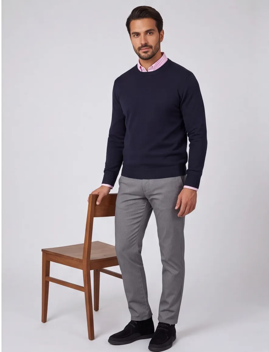 Maerz pullover ronde hals zwart merinowol