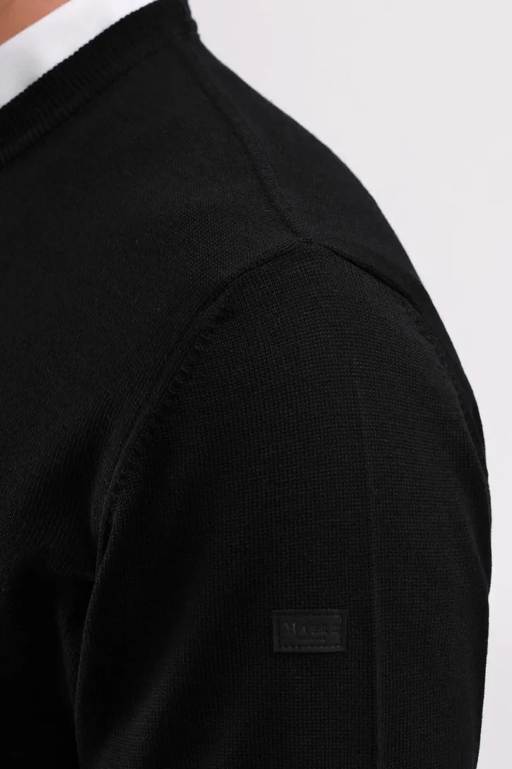 Maerz pullover ronde hals zwart merinowol