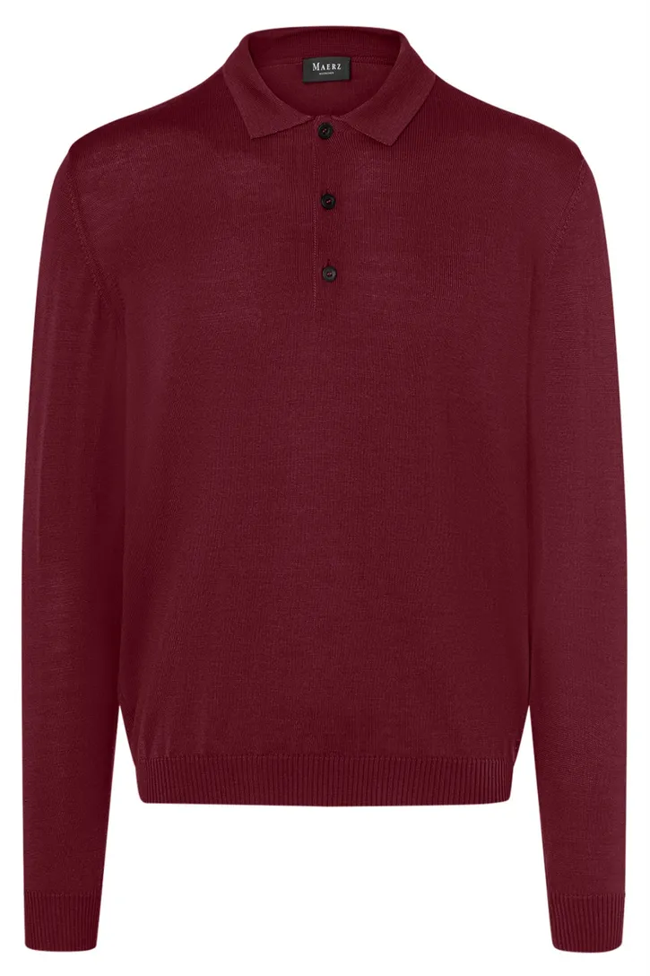 Maerz polo lange mouw bordeaux merino