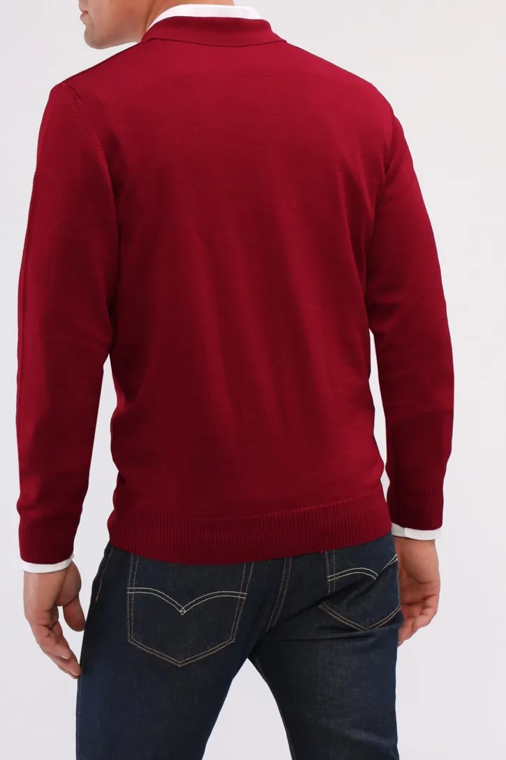 Maerz polo lange mouw bordeaux merino