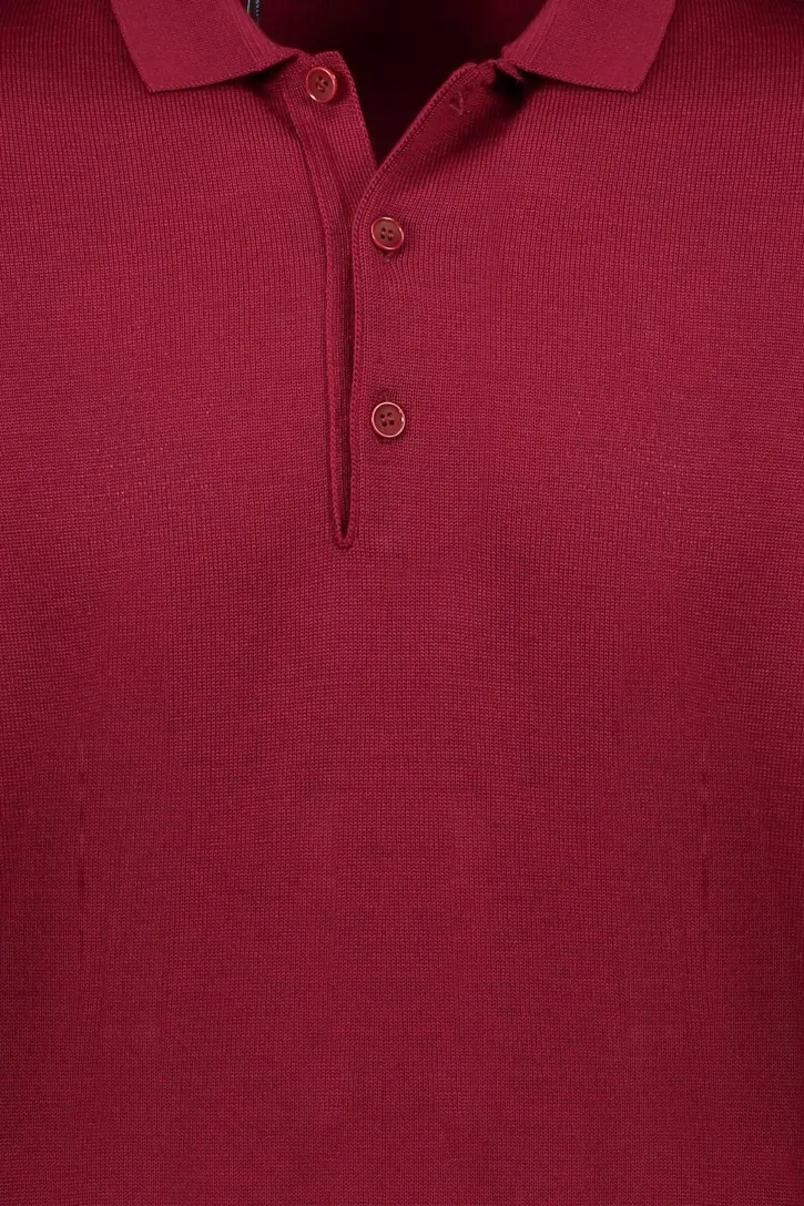 Maerz polo lange mouw bordeaux merino
