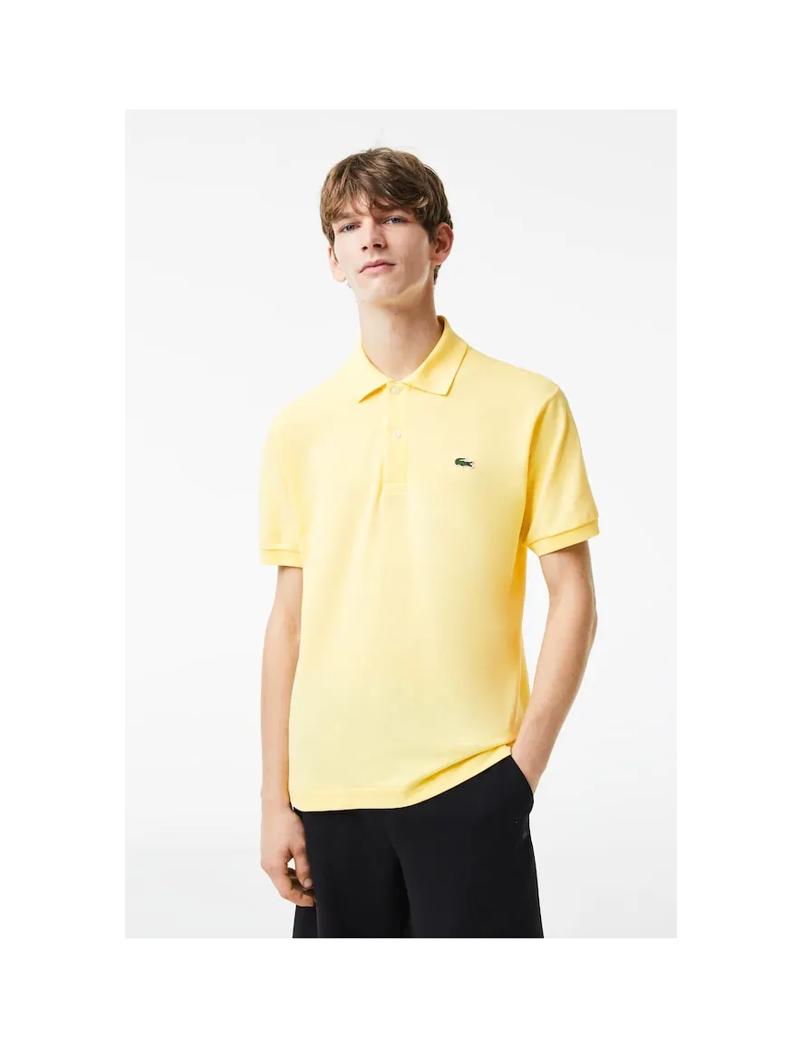 Lacoste polo wijde fit geel effen katoen korte mouwen