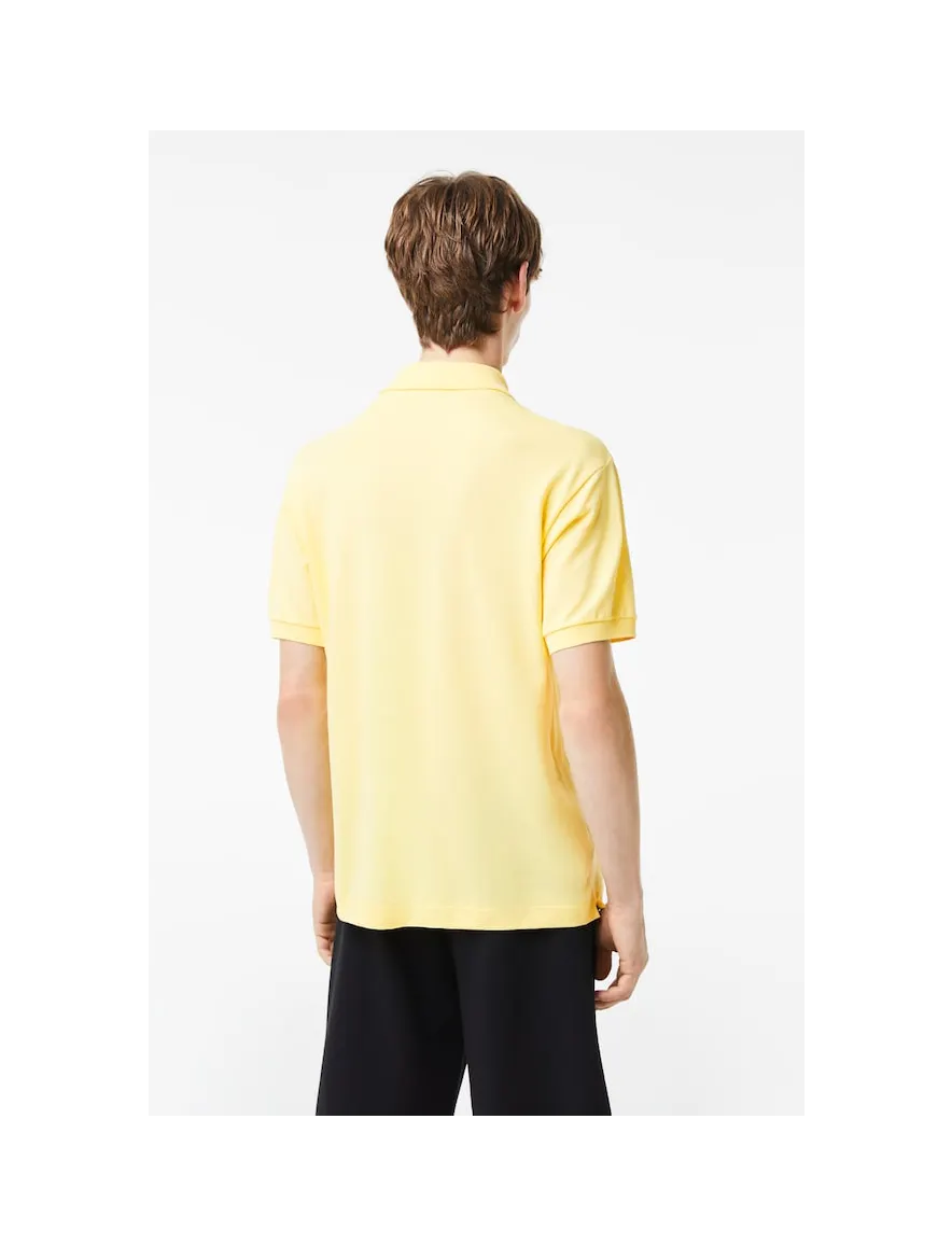 Lacoste polo wijde fit geel effen katoen korte mouwen
