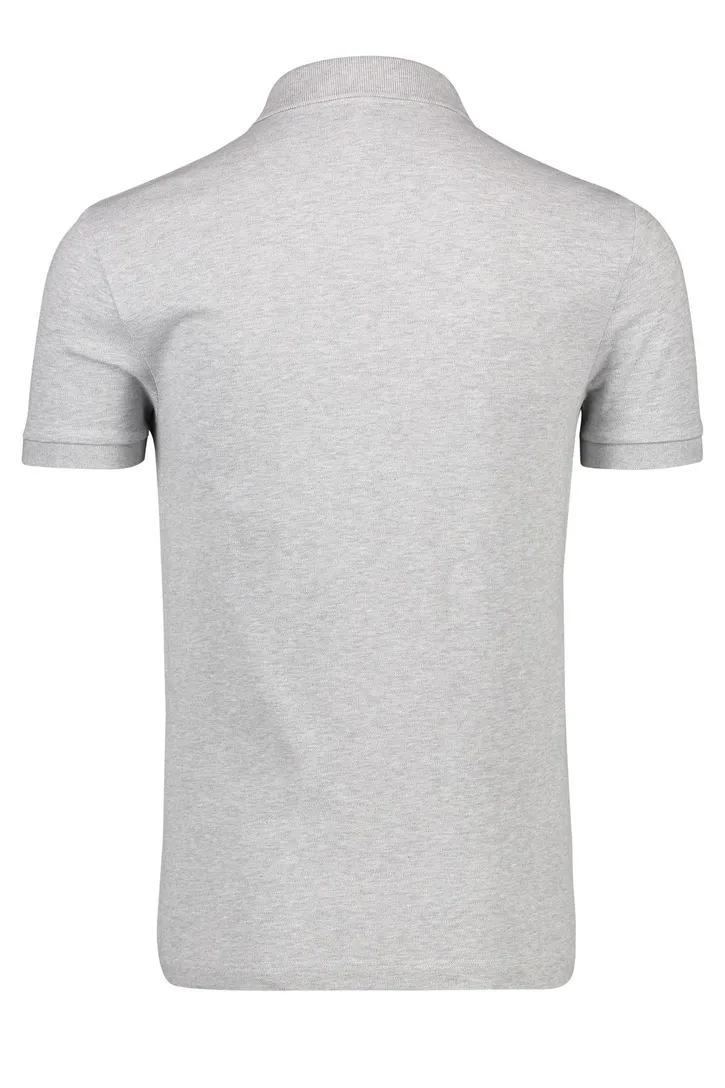 Lacoste poloshirt lichtgrijs met logo effen katoen slim fit