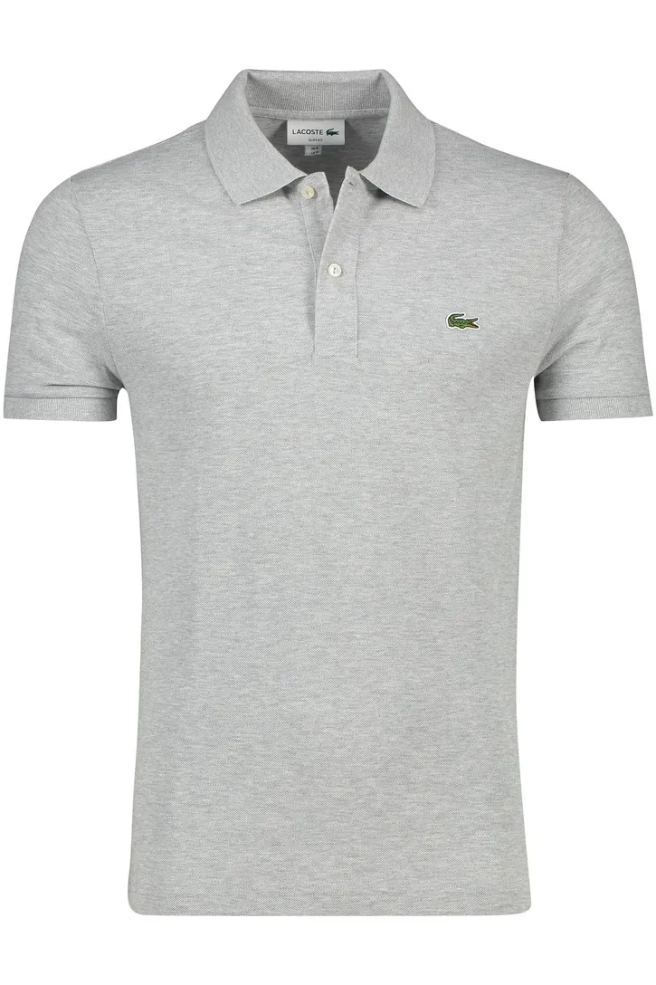 Lacoste polo slim fit grijs gemêleerd katoen