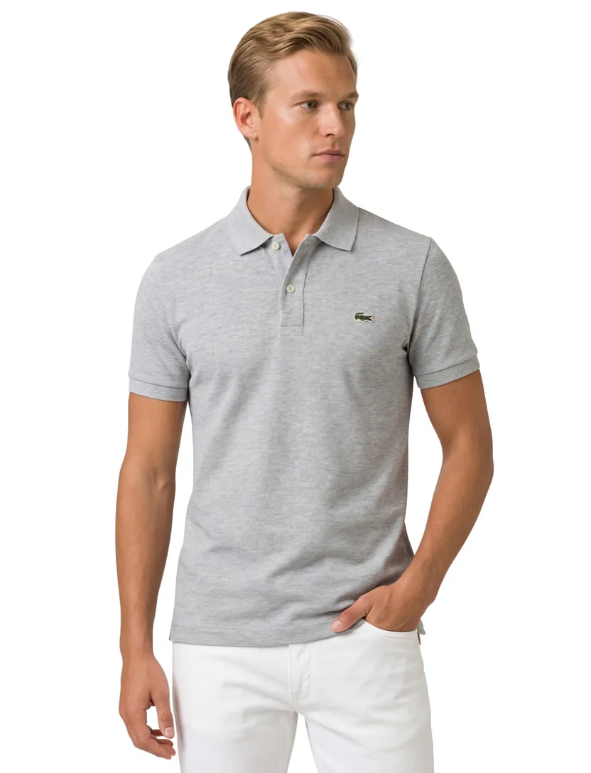 Lacoste polo slim fit grijs gemêleerd katoen