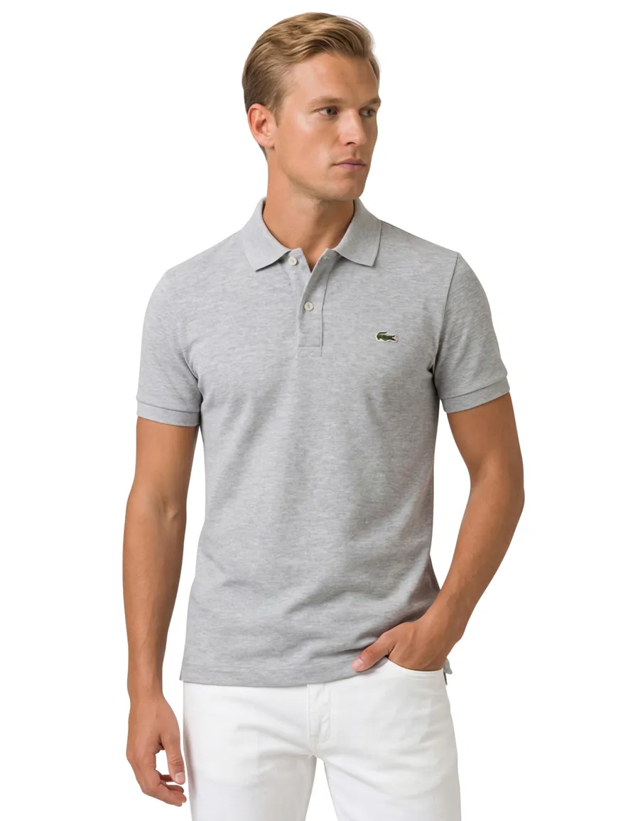 Lacoste polo slim fit grijs gemêleerd katoen