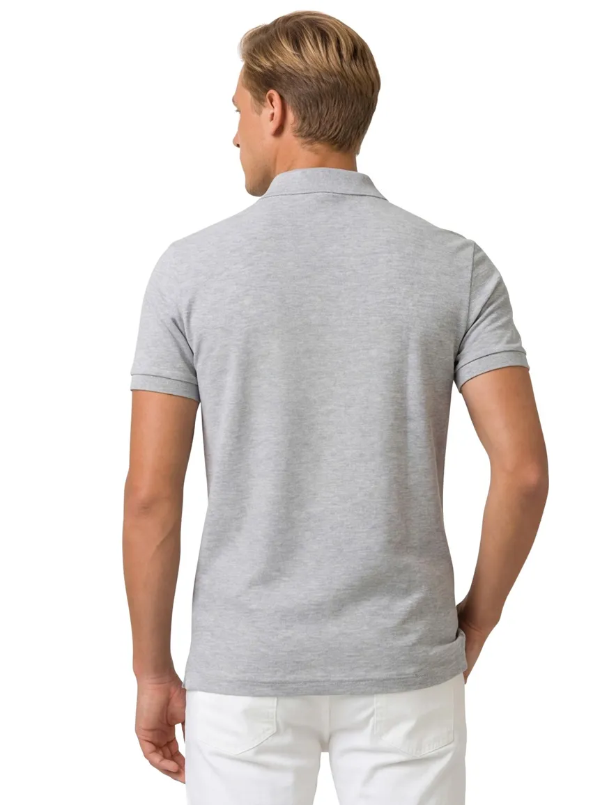 Lacoste polo slim fit grijs gemêleerd katoen