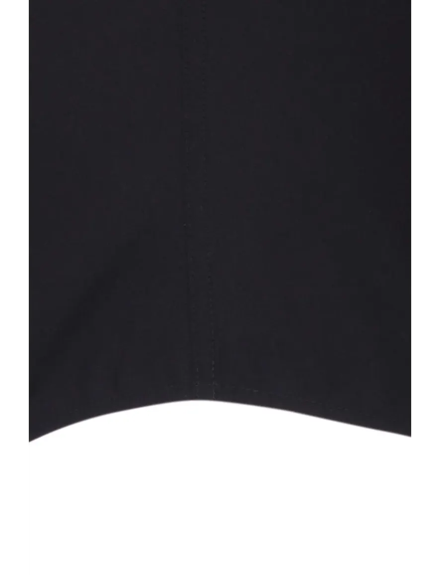 overhemd korte mouw Seidensticker zwart effen katoen slim fit