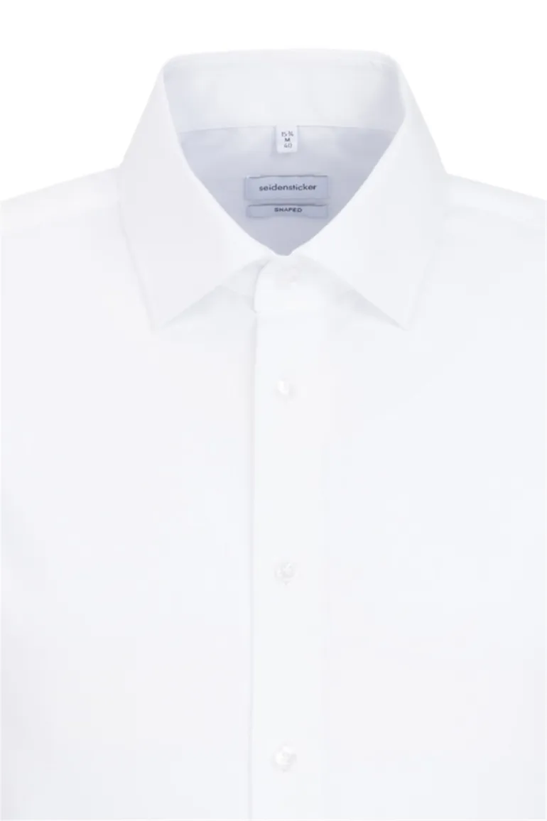 overhemd mouwlengte 7 Seidensticker wit effen katoen slim fit