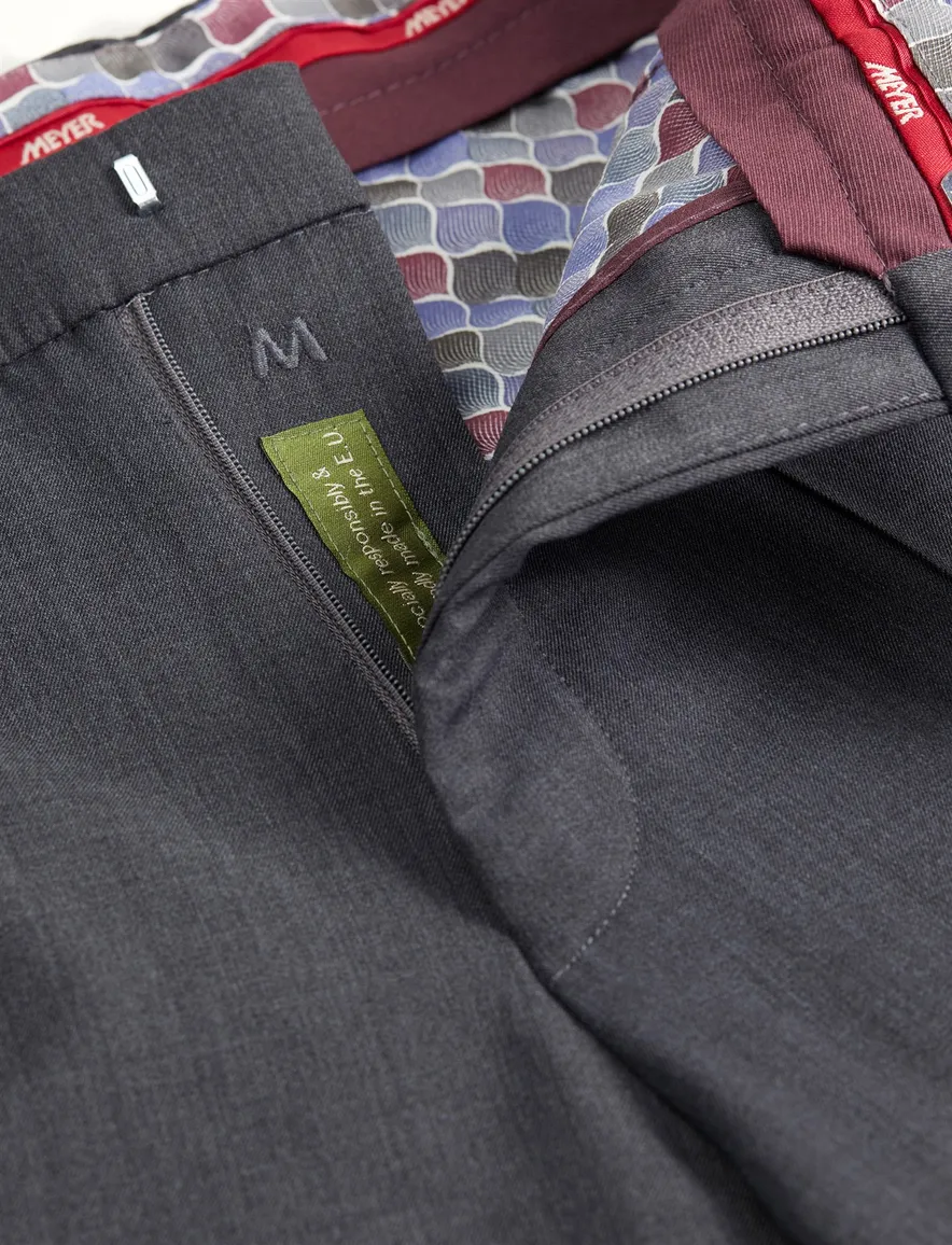 Meyer wollen pantalon Bonn grijs effen