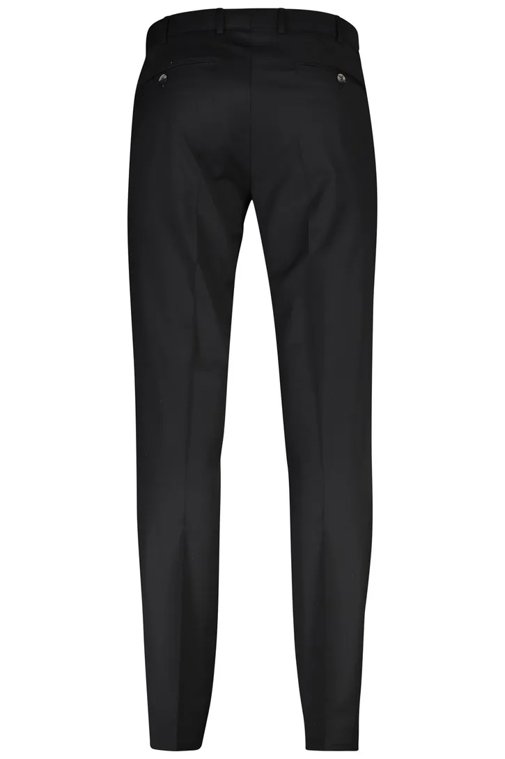 Meyer pantalon Bonn zwart wol flatfront