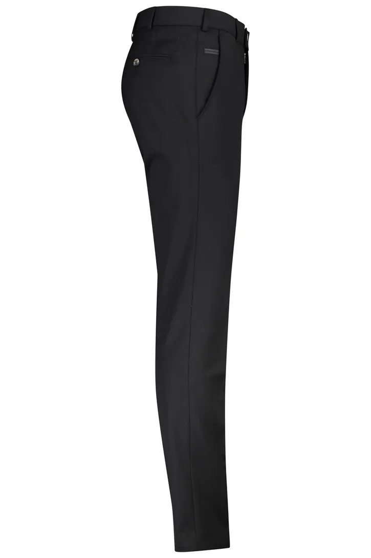 Meyer pantalon Bonn zwart wol flatfront