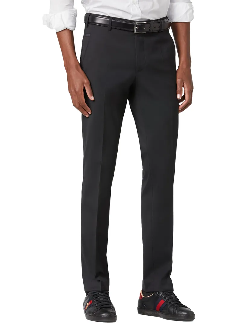Meyer pantalon Bonn zwart wol flatfront