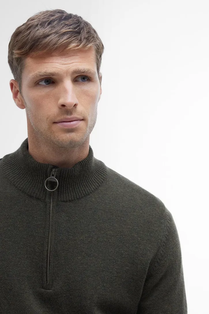 Barbour houthakker groen gestreept halffills zip