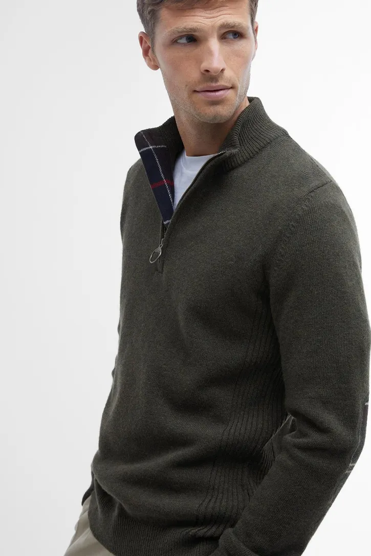 Barbour houthakker groen gestreept halffills zip