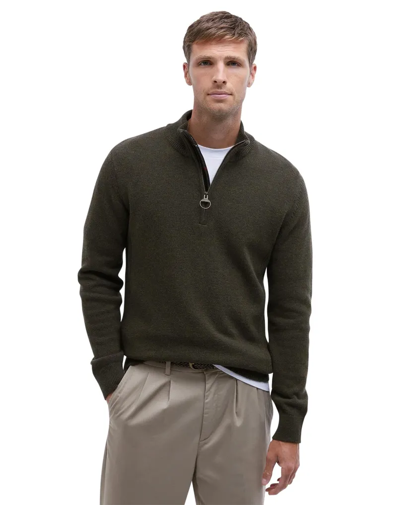 Barbour houthakker groen gestreept halffills zip