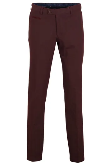 Portofino Portofino flatfront broek bordeaux katoen