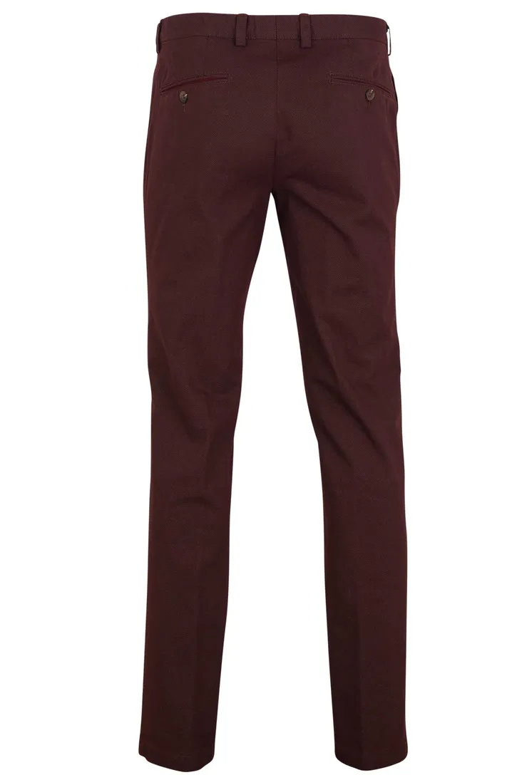 Portofino flatfront broek bordeaux katoen