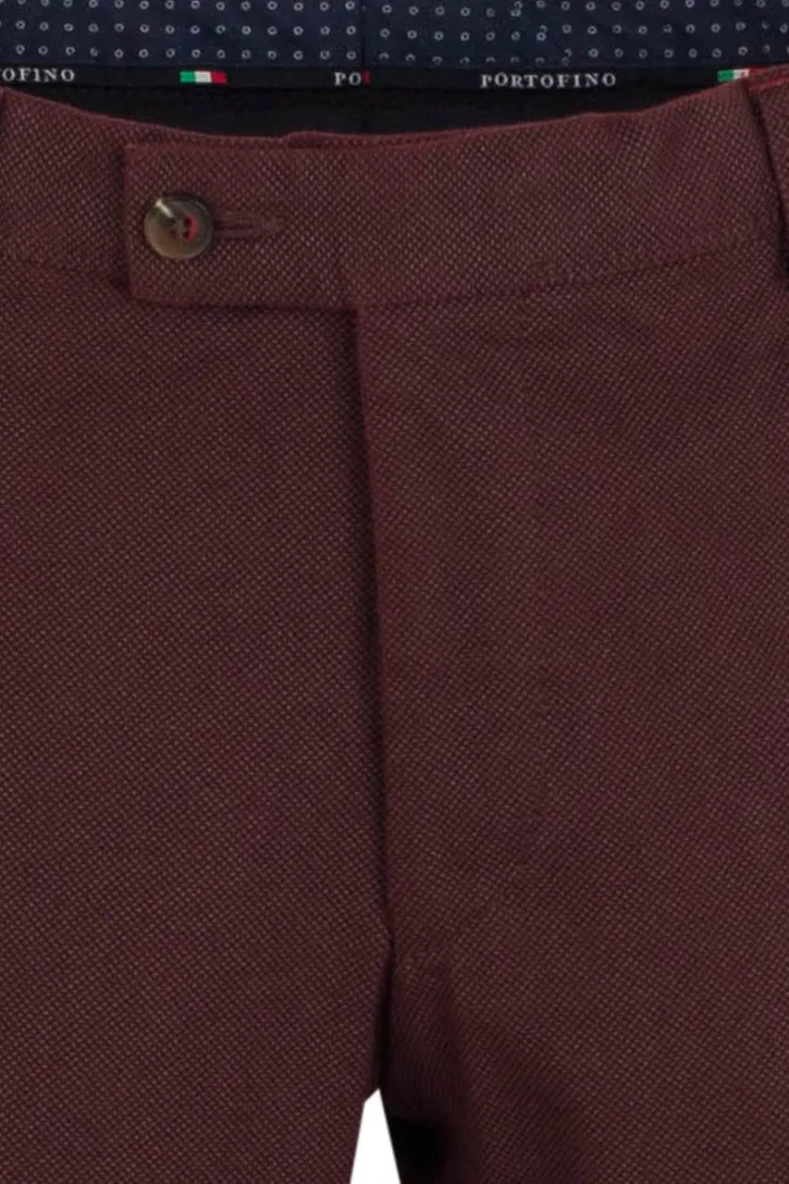Portofino flatfront broek bordeaux katoen