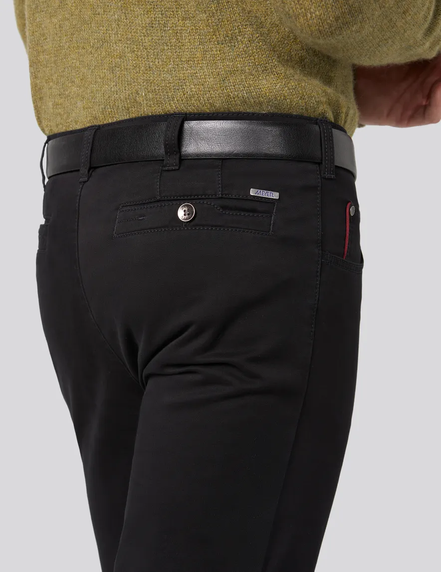Zwarte effen katoenen broek van Meyer