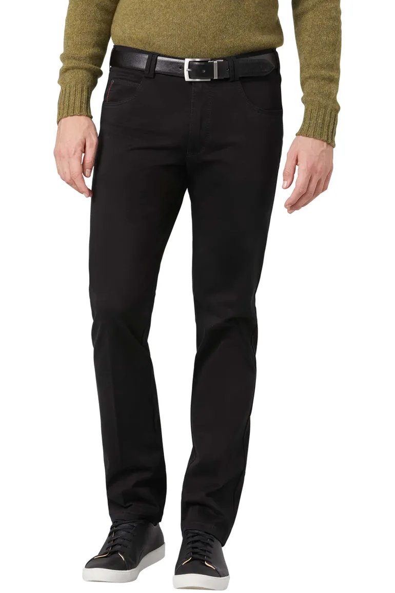 Zwarte effen katoenen broek van Meyer