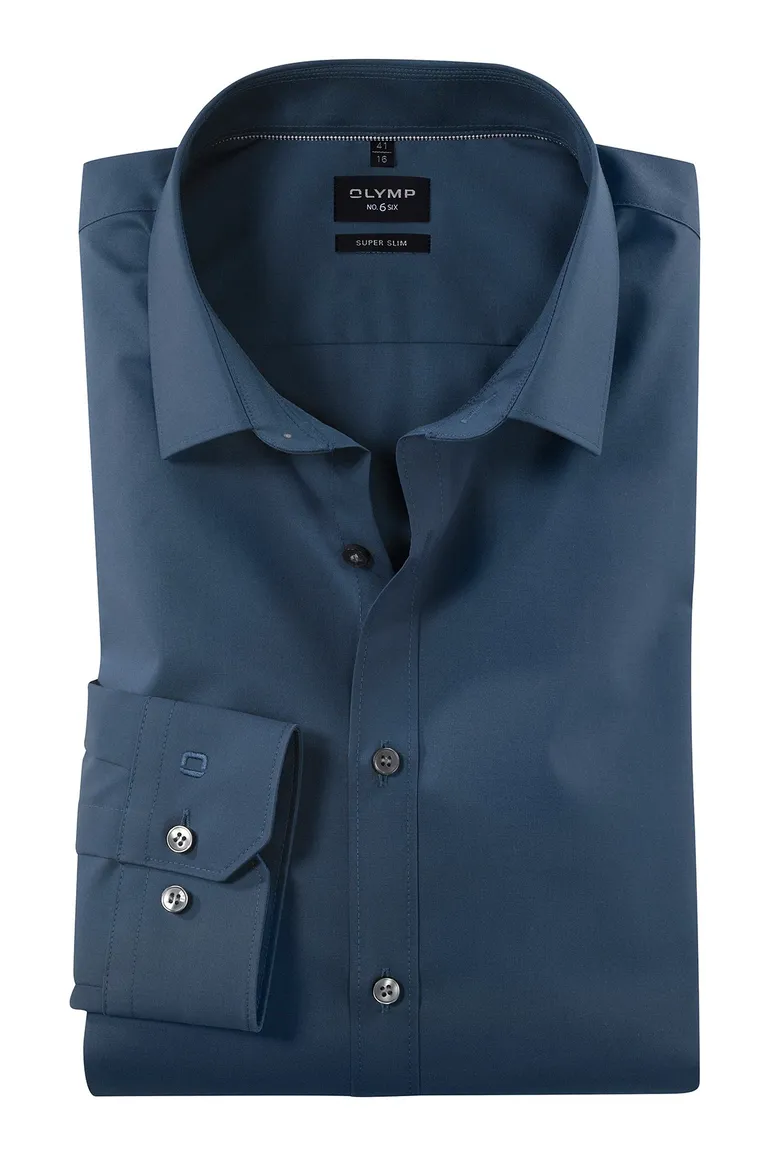 Olymp overhemd blauw Super Slim semi-wide spread boord