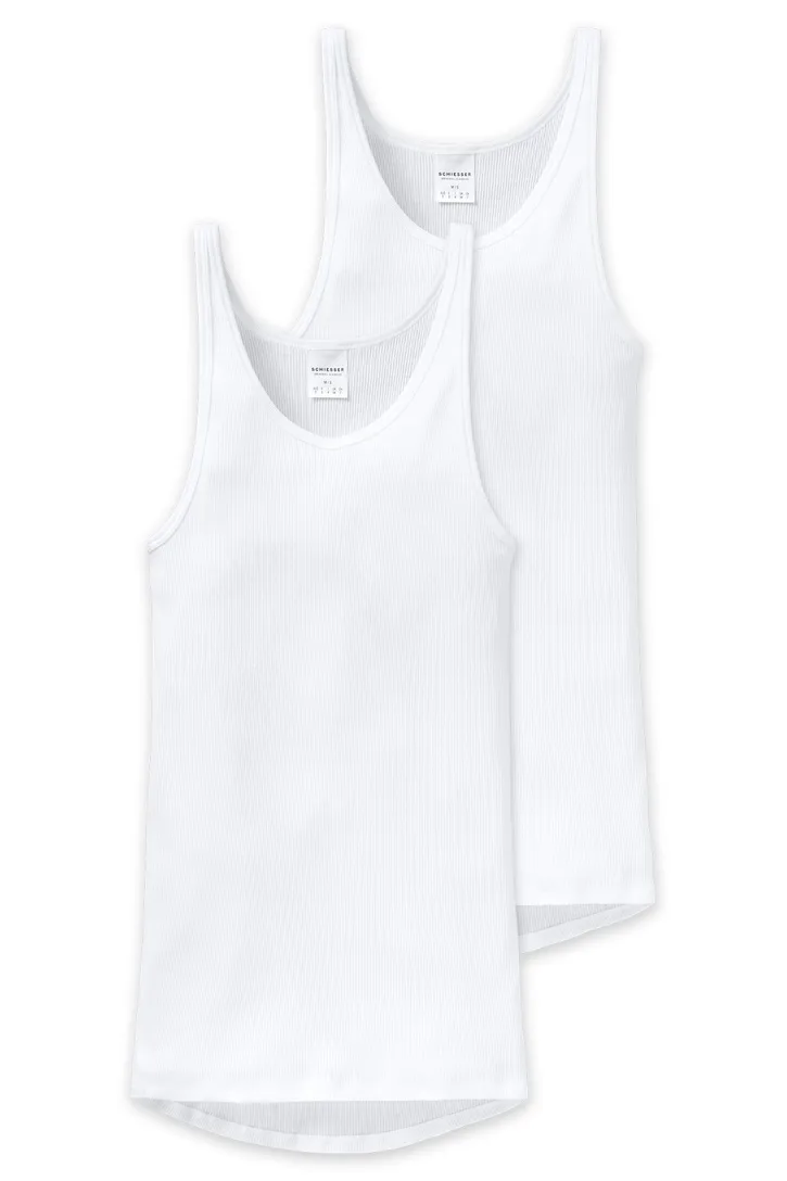 5=4 Schiesser Doppelripp singlet wit 2-pack