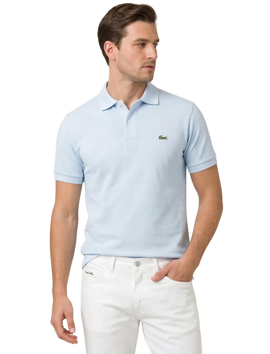 Lacoste polo wijde fit lichtblauw effen katoen