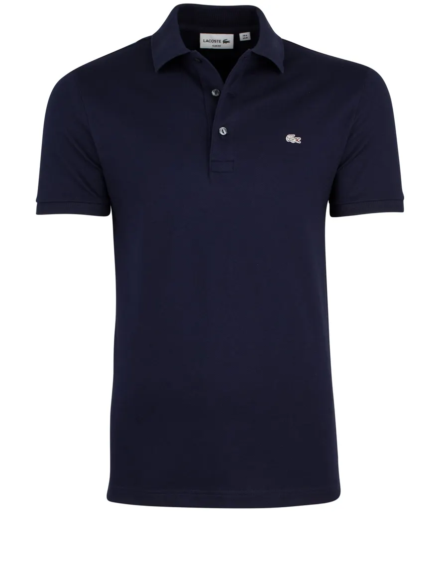 Lacoste polo slim fit donkerblauw effen katoen