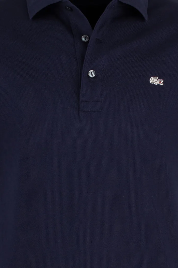 Lacoste polo donkerblauw effen katoen slim fit
