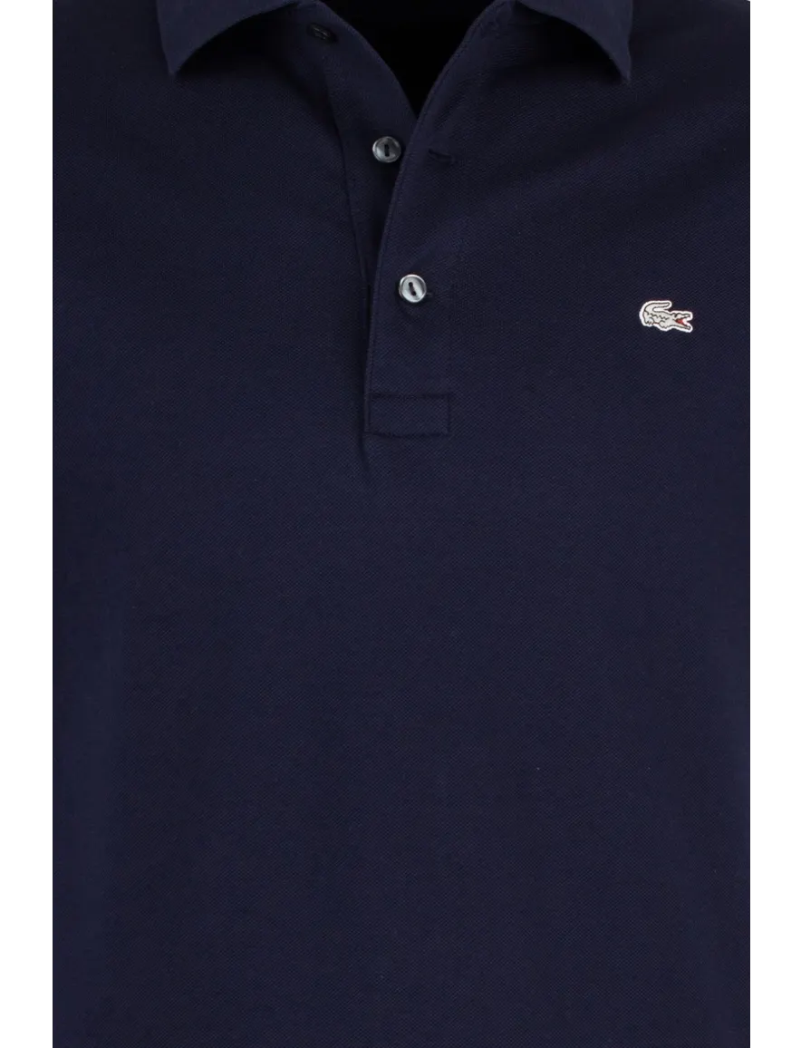 Lacoste polo slim fit donkerblauw effen katoen