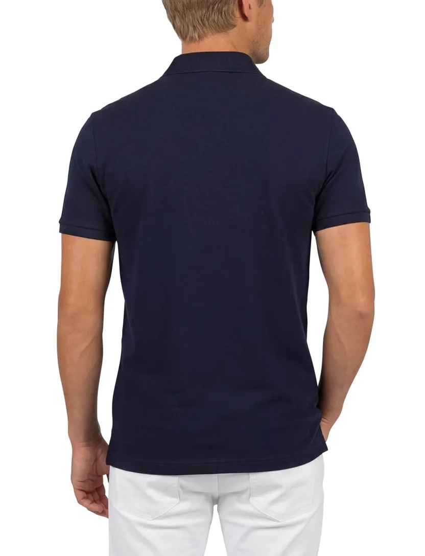 Lacoste polo donkerblauw effen katoen slim fit