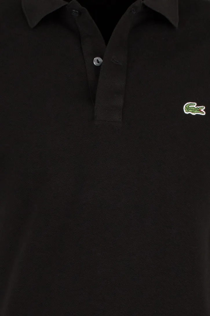 Lacoste polo zwart effen katoen slim fit