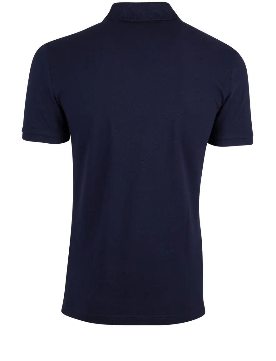 polo Lacoste donkerblauw effen katoen slim fit